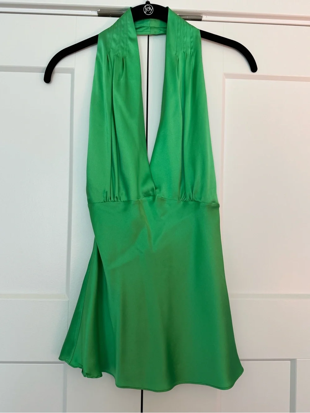 NEW Miguelina Green Silk Halter Top - Picture 1 of 3